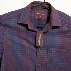 Johnston & Murphy Shirt Mens Medium New Long Sleeve Button Navy Blue Striped